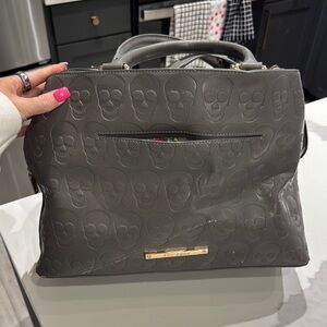 Betsey Johnson Gray Shoulder Bag with Embossed Detailing